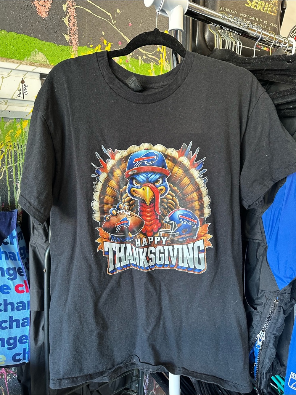 Buffalo Bills Men’s Black 'Happy Thanksgiving' Graphic T-Shirt